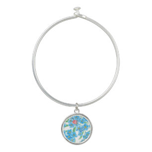 Forget me not seamless floral pattern bangle bracelet