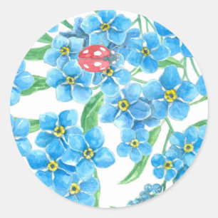 Forget me not seamless floral pattern classic round sticker