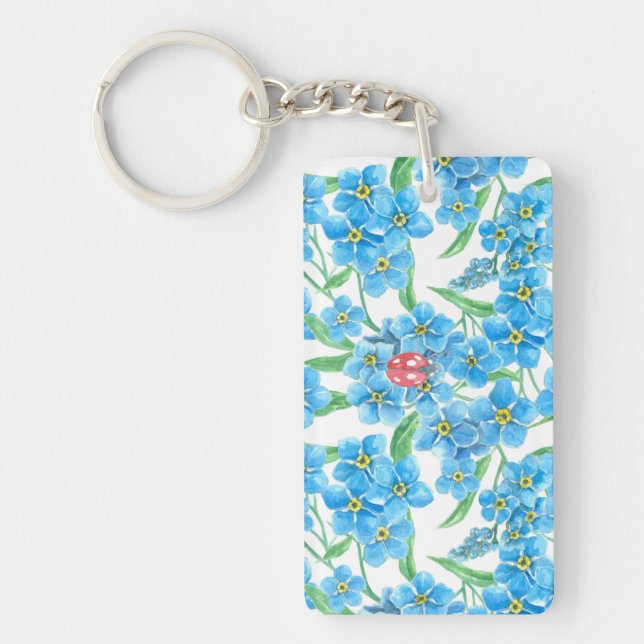 Forget me not seamless floral pattern keychain (Front)