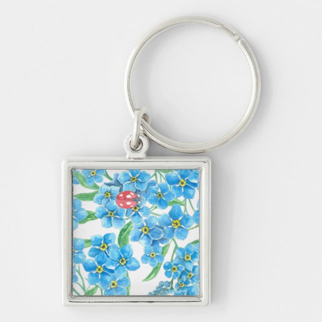 Forget me not seamless floral pattern keychain (Front)