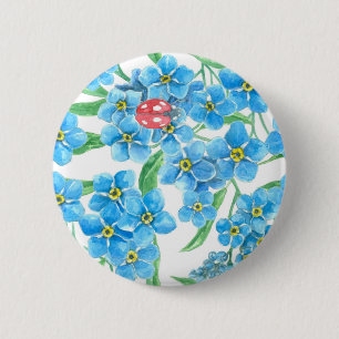 Forget me not seamless floral pattern pinback button
