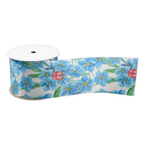 Forget me not seamless floral pattern satin ribbon