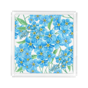 Forget me not seamless pattern acrylic tray