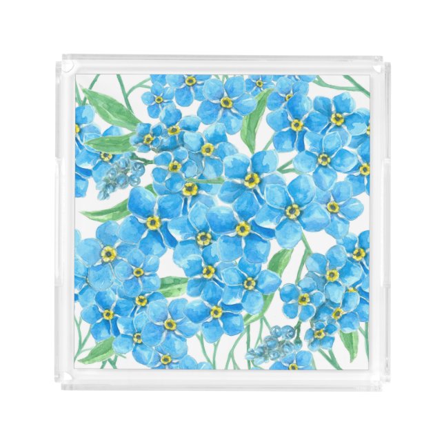 Forget me not seamless pattern acrylic tray (Front)