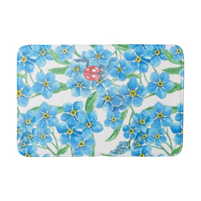 Forget me not seamless pattern bathroom mat (Front)