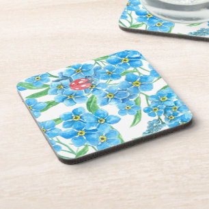 Forget me not seamless pattern beverage coaster