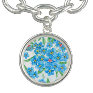 Forget me not seamless pattern charm bracelet