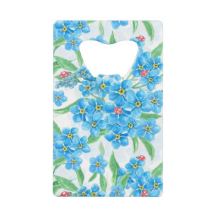 Forget me not seamless pattern credit card bottle opener