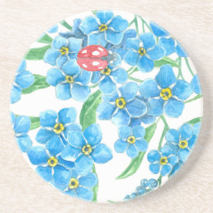 Forget me not seamless pattern drink coaster