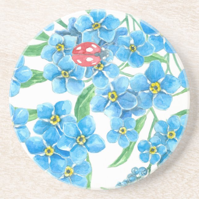 Forget me not seamless pattern drink coaster (Front)