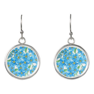 Forget me not seamless pattern earrings
