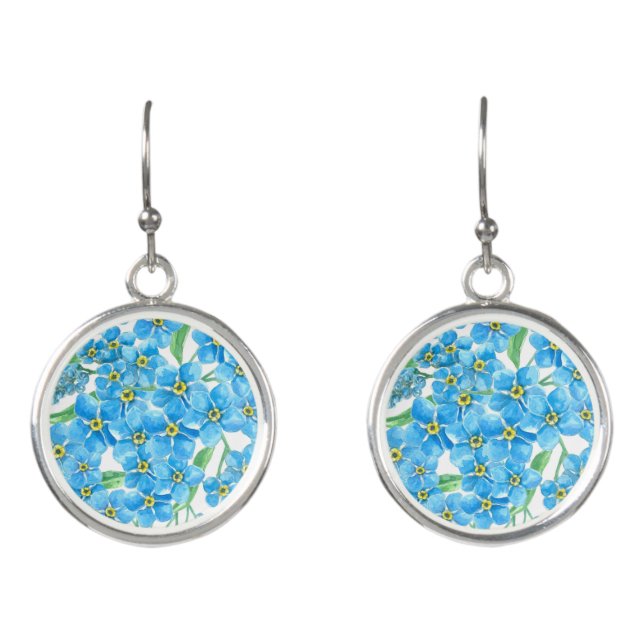 Forget me not seamless pattern earrings (Front)