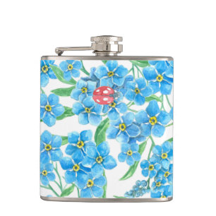 Forget me not seamless pattern flask
