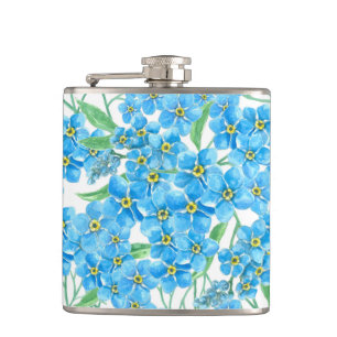 Forget me not seamless pattern flask
