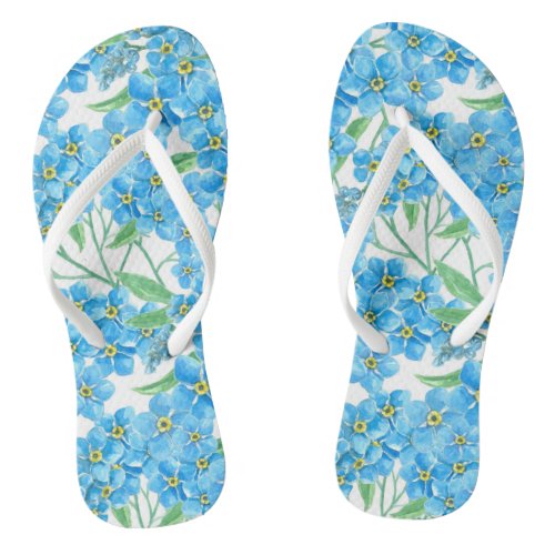 Forget me not seamless pattern flip flops