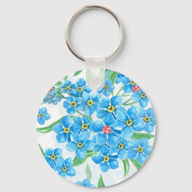 Forget me not seamless pattern keychain (Front)