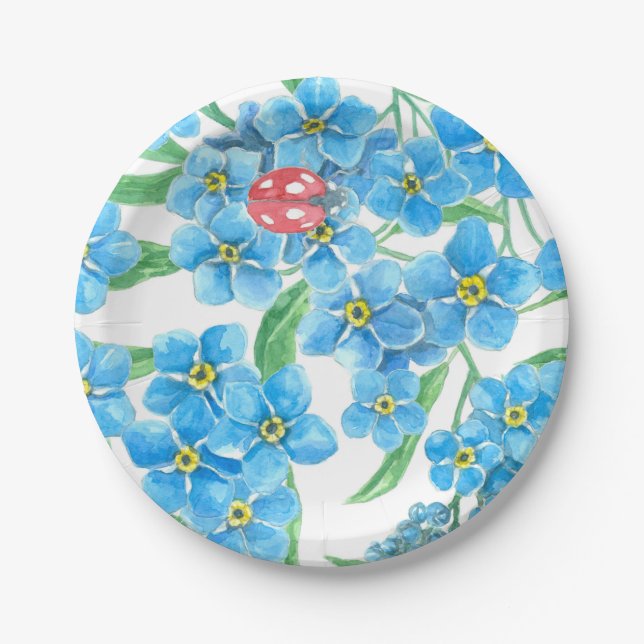 Forget me not seamless pattern paper plates (Front)