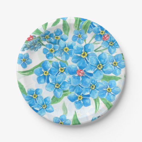 Forget me not seamless pattern paper plates