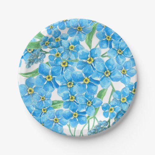 Forget me not seamless pattern paper plates