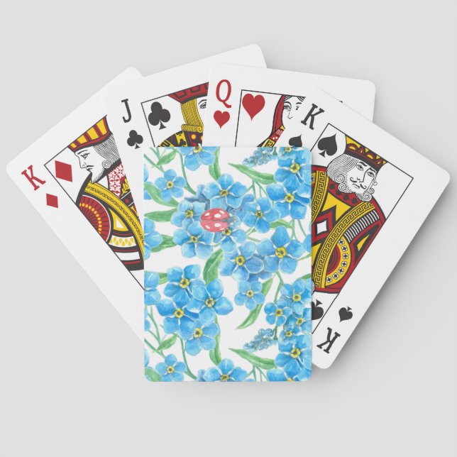 Forget me not seamless pattern poker cards (Back)