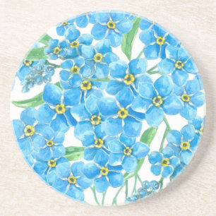 Forget me not seamless pattern sandstone coaster
