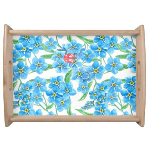 Forget me not seamless pattern serving tray