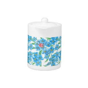 Forget me not seamless pattern teapot