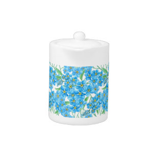 Forget me not seamless pattern teapot