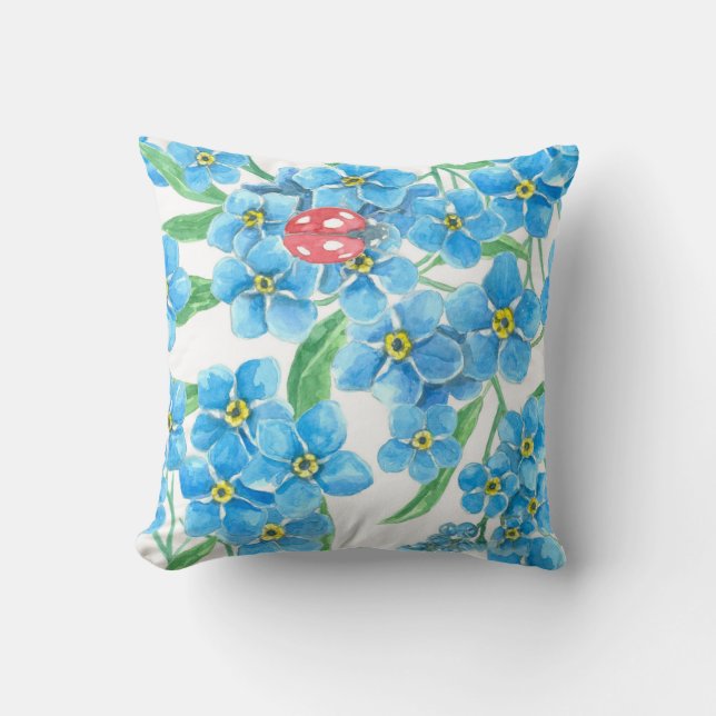 Forget me not seamless pattern throw pillow (Front)
