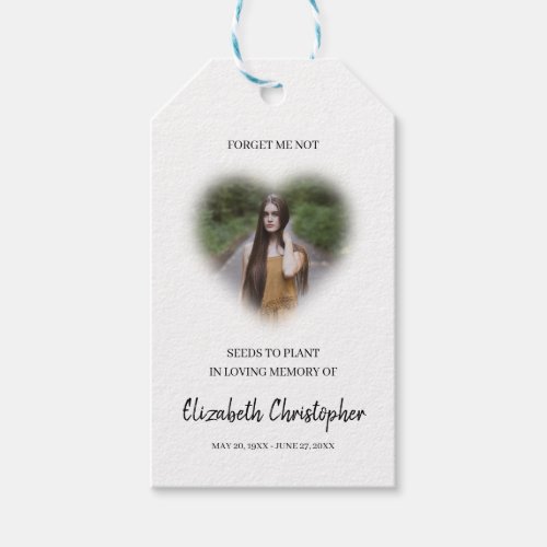 Forget Me Not Seed In Loving Memory Photo Funeral Gift Tags