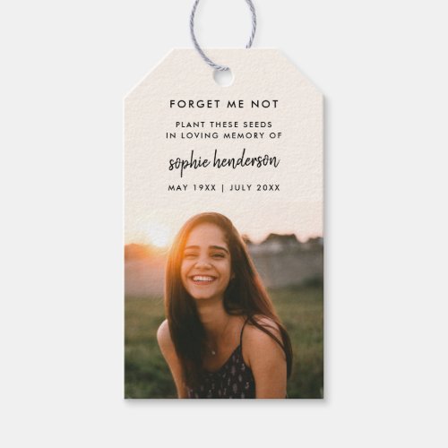 Forget me not Seed Packet  Memorial Funeral Gift Tags