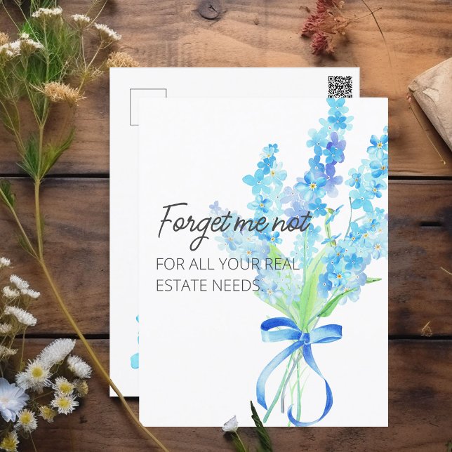 Forget Me Not Spring Real Estate Marketing Postcard (Forget me not real estate marketing postcards)