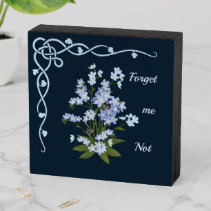 Forget me not square wooden box sign