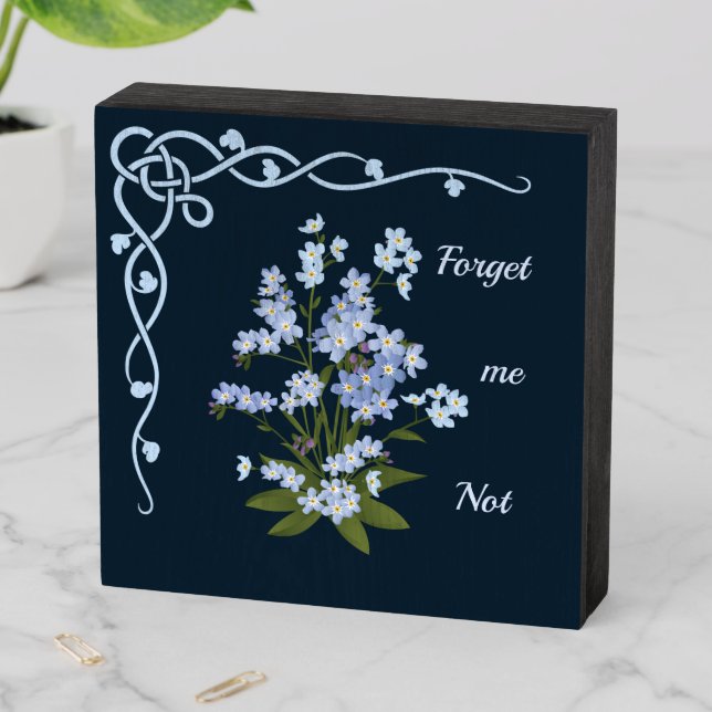 Forget me not square wooden box sign (In Situ Horizontal)