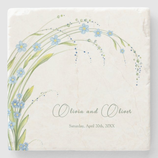 Forget-Me-Not  Stone Coaster (Front)
