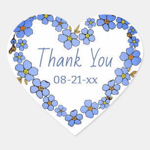 Forget me not sweet summer flower wreath classic r heart sticker