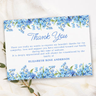 Forget Me Not Sympathy Floral Memorial Funeral  Thank You Card