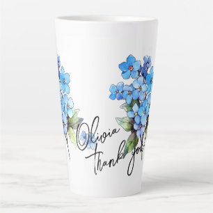Forget-me-not "Thank you!" Editable Slogan & Name Latte Mug