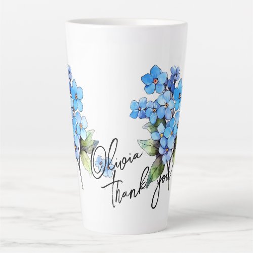 Forget_me_not Thank you Editable Slogan  Name Latte Mug