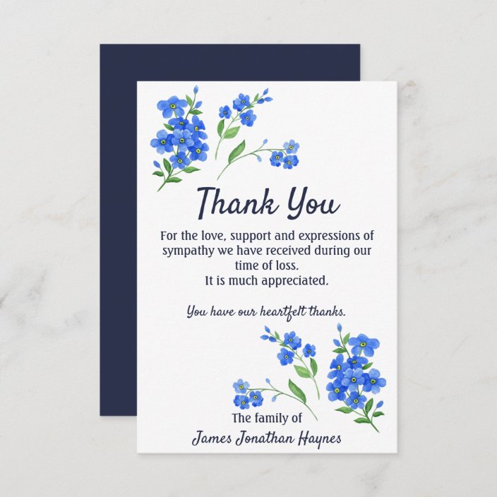 Forget Me Not Thank You Funeral Sympathy 