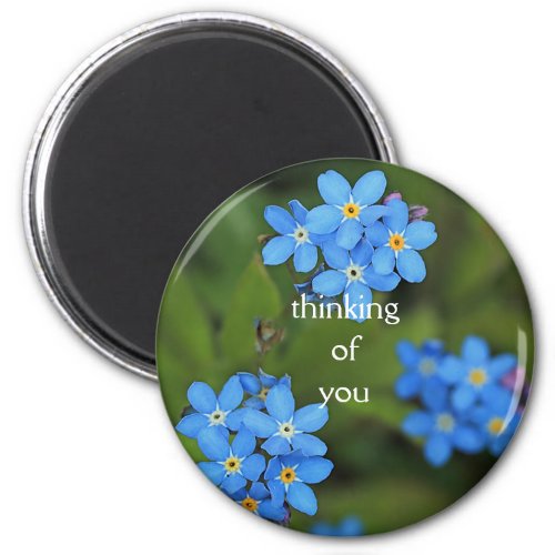 Forget me not thinking of you round magnet