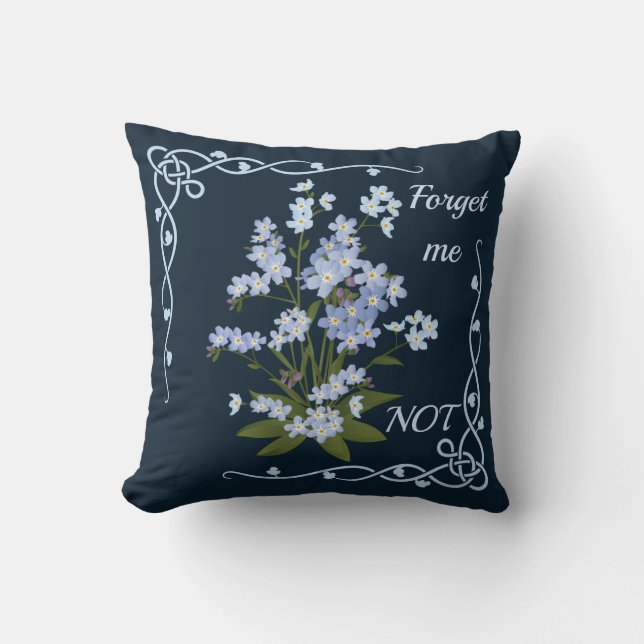 Forget me not throw pillow (Front)