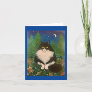 Forget Me Not Tuxedo Cat Card