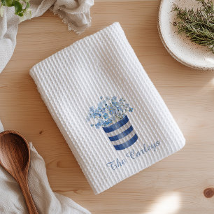 Forget Me Not Watercolor Blue Flowers in Jar Kitchen Towel