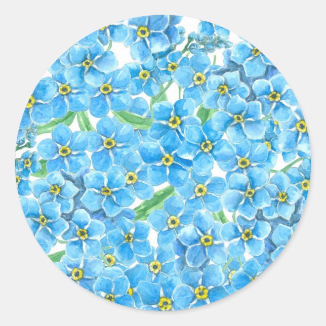Forget me not watercolor classic round sticker (Front)