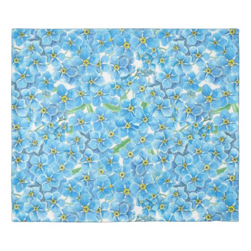 Forget me not watercolor duvet cover