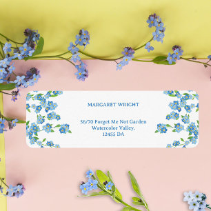 Forget Me Not Watercolor Floral Blue Wedding Label