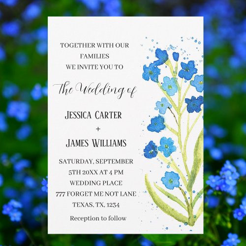 Forget Me Not Watercolor Floral Wedding Invitation