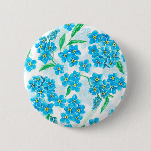 Forget me not watercolor flowers button