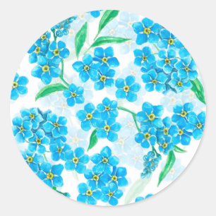 Forget me not watercolor flowers classic round sticker